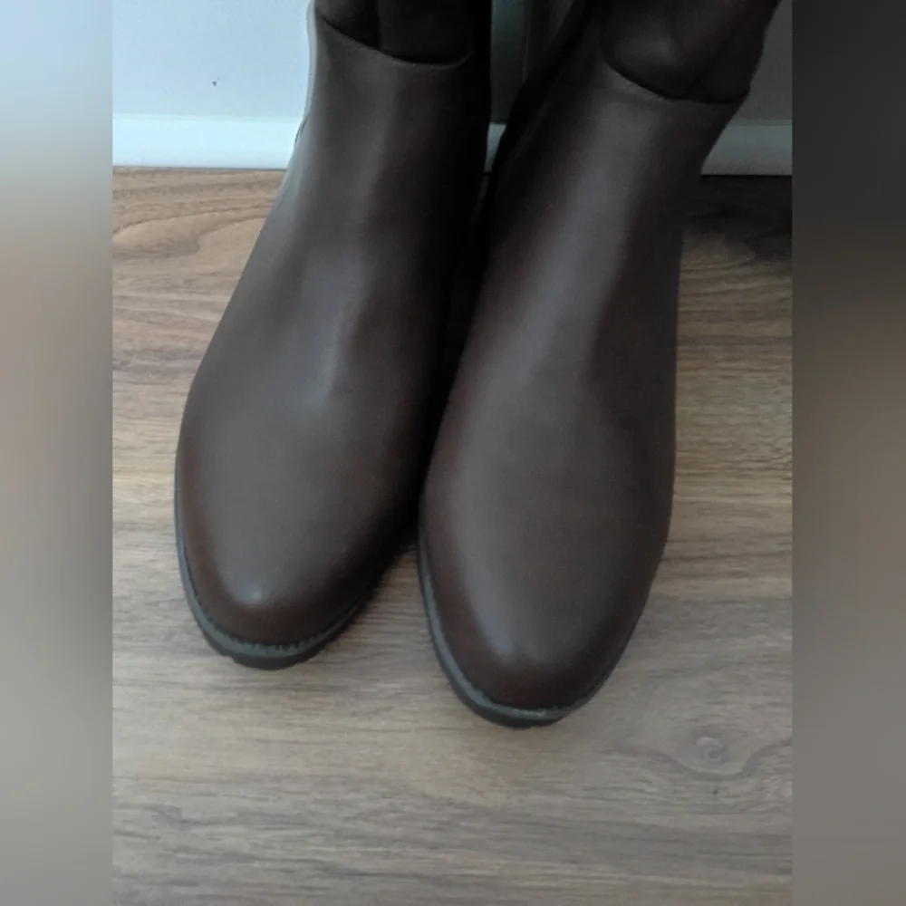 Brown Leather Knee-High Boots